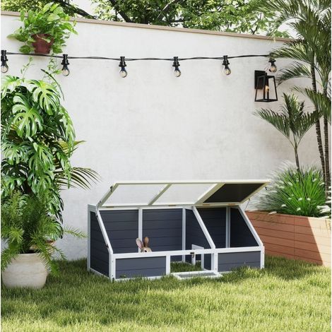 Enclos tortues extérieur 120x55x20/50 cm en bois et acier galvanisé gris clair, sans fond – MEUBLIV (1/5)