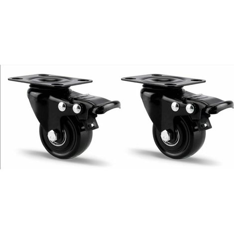 Green Mobility-Set de 2 Roulettes pivotantes, 50mm Roulettes avec Frein Roues pour Meubles, Roulettes Transports jusqu'à 300 kg Heavy Duty Industrielles Plaques Roulette pour intérieur et extérieur No (1/4)
