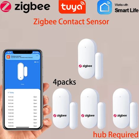 Capteurs Zigbee pour portes et fenêtres - systèmes d'alarme de sécurité intelligents pour la maison capables de détecter l'état ouvert/fermé des portes. (1/5)