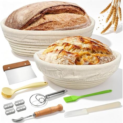 Banneton à pain ovale en rotin, panier de fermentation pour pâte à pain, capacité jusqu'à 0,7 kg de pâte, 30 x 14 x 7 cm (1/5)