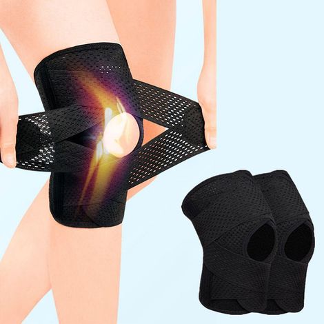 Knieorthese mit seitlichen Stabilisatoren bei Knieschmerzen und Meniskusrissen, Patellaunterstützung zur Genesung nach Gelenkverletzungen (ACL/MCL), Arthritis, atmungsaktiv und verstellbar – Größe L –