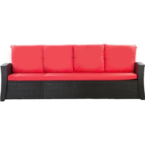 Coussins de canapé de jardin en résine tressée 168x50x7+356x50cm Set de coussins 3 places Lot de coussins de jardin coussins d'extérieur rouge