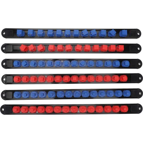 360° drehbarer Steckschlüssel-Organizer, 6-teilig, abnehmbare Bits, 1/4 Zoll x 28 Clips, 3/8 1/2 Zoll, 24 Cliphalter.