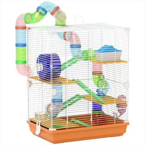 Cage pour rongeur 5 étages avec tunnels roue et accessoires 46 x (1/5)