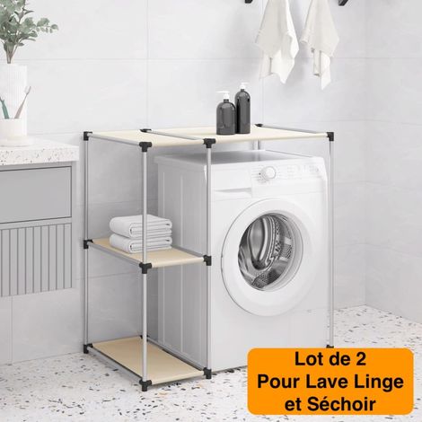 Lot de 2 Étagères de rangement à placer à côté du lave linge et du séchoir à linge Crème (1/5)