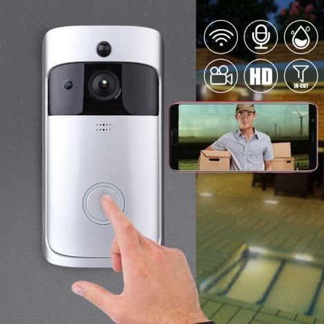 Sonnette vidéo - - Wifi - Vision nocturne - Surveillance à distance - 166° d'angle de détection (1/4)