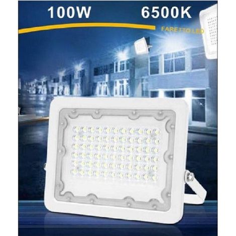 TrAdE Shop Traesio - Faro Led 100w Ultra Slim Bianco Esterno Ip65 Luce Fredda Naturale Calda Fs100w-b - -Bianco Freddo -