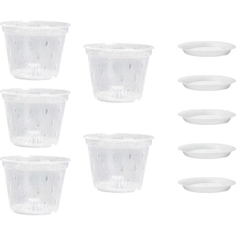 Pots d'orchidées avec trous, petit pot de plantes succulentes pour jardin intérieur extérieur, 11,4 cm, lot de 5 (1/5)