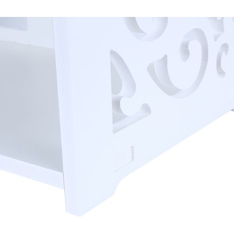 Étagère à chaussures blanche ajourée à 4 niveaux, avec support de rangement. (1/5)