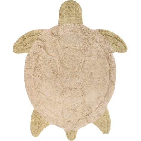 Alfombra infantil de algodón 110 x 130 cm lavable a máquina con forma de tortuga beige Tortie (1/5)