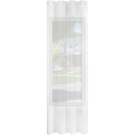 WOLTU 1er Gardinen Leinenoptik Vorhänge Halbtransparent Gardine mit Ösen für Schlafzimmer Wohnzimmer 135x225cm Weiß