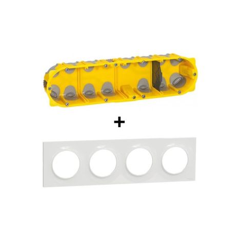 Schneider - Odace 2011 - Plaque 4 postes + Bou00eete batibox BBC Legrand 4 postes - Blanc - Ref. : S520708 + 080024 (1/4)