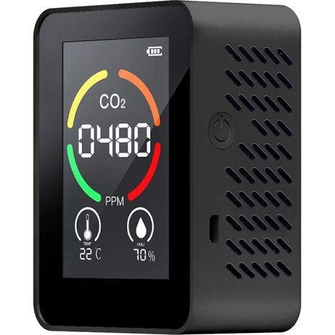 Détecteur de dioxyde de carbone 3-en-1 – Température, humidité, CO2 – Chargement USB – Écran couleur – Pour espaces confinés (1/5)