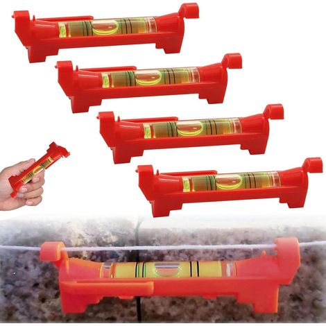 Schnurwasserwaage 4er Set Richtschnur Rot 75x12mm Haken (1/5)