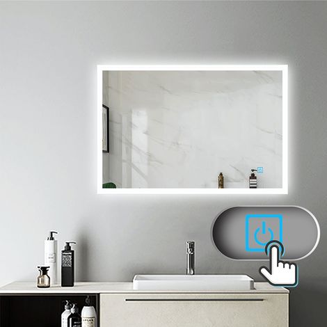 Miroir salle de bain 100x60cm anti-buée Mural Lumière Illumination avec éclairage LED