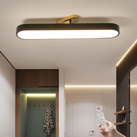Modern LED Ceiling Light, Dimmable Black Flush Mount Ceiling Light with Remote, 27.5'' Acrylic Linear Modern Ceiling Lamp for Bedroom Hallway Dining Room (36W/2800lm/Flat & Sloped Ceiling)