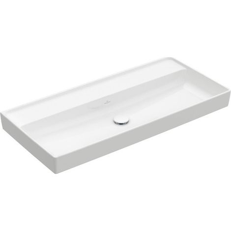 Collaro, Plans de toilette, 1000 x 470 mm, Rectangulaire, Modèle déposé, pour robinetterie murale, sans troude robinetterie, sans trop-plein, Blanc CeramicPlus