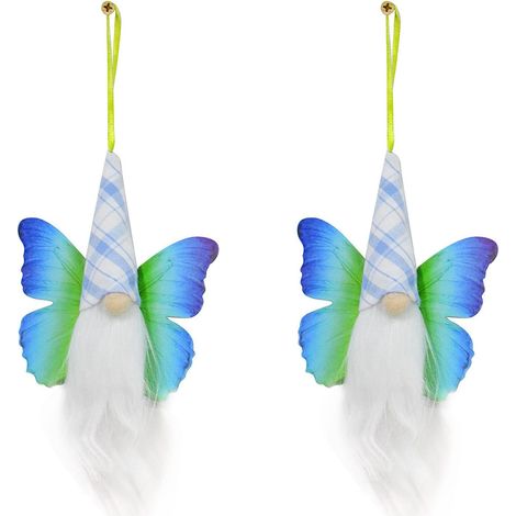 Lot de 2 nains de Pâques miniatures en peluche à suspendre - Elfes suédois (1/4)