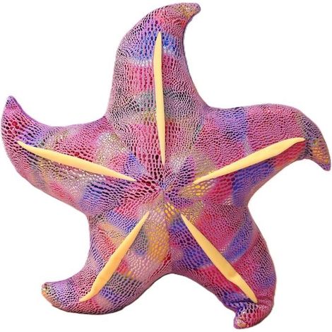 Almohada de peluche con forma de estrella de mar morada de 20 cm