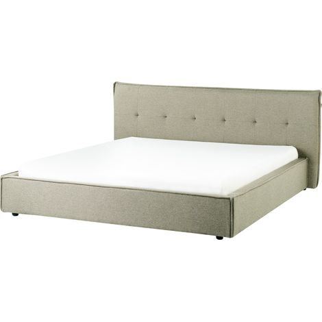 Cama con somier tapicería de tela patas negras con cabecero y somier dormitorio verde 180 x 200 cm Lestre