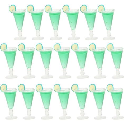 20 Mini Verres à Cocktail pour Maison de Poupée, Scène de Vie Simulée Échelle 1:12, Jouets de Décoration pour Maison de Poupée, Vert (1/5)