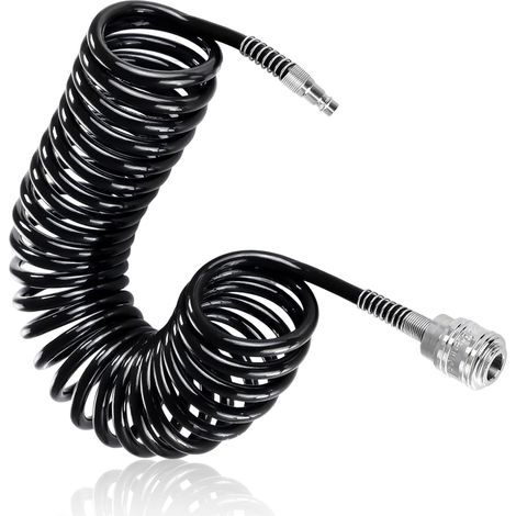Compressed Air Hose 5 m, Black PU Air Compressor Hose 12 x 8 mm with Quick Connection, Flexible Air Compressor for Compressor and Pneumatic Tools (1/5)