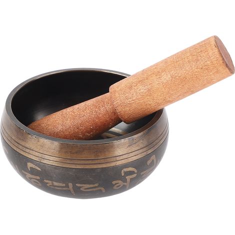 Bol chantant tibétain Bouddha 8cm en cuivre avec maillet en bois pour méditation, yoga et relaxation sonore (1/5)