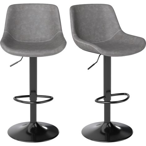 ralex-chair Tabourets de Bar pivotants avec Dossier Chaises de Bar Modernes réglables sans accoudoirs en Cuir synthétique (Lot de 2,Gris) (1/5)