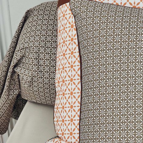 Taie de traversin en percale au style graphique Beige foncé 86x140 cm
