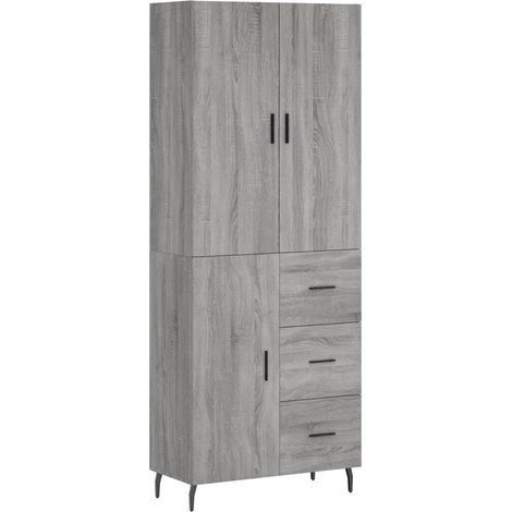 Credenza cassettiera mobile contenitore organizer cucina soggiorno salotto alto sonoma 695 x 34 x 180 cm legno ingegnerizzato grigio 020035413
