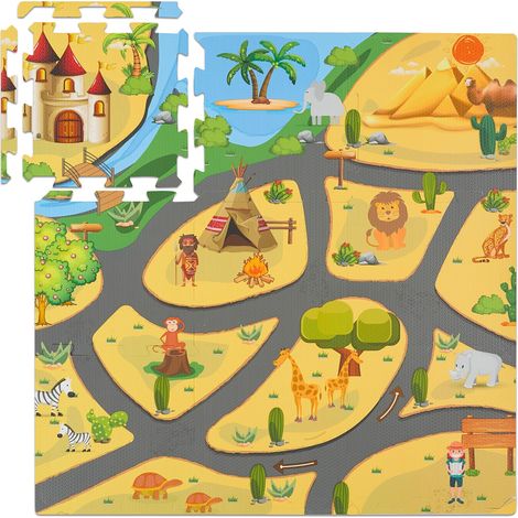 Alfombra de juego multipiezas diseño safari habitación infantil 9 x 9 x 12 cm de poliéster multicolor 130016329 (1/5)