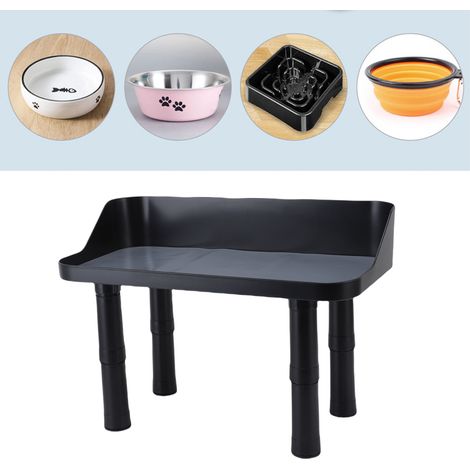 Support pour bols pour chiens et chats à hauteur ajustable, anti-bascule, protection cervicale, plateau silicone inclus, ABS, environ 430mm (1/5)