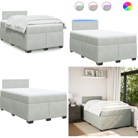 Boxspringbett mit Matratze Hellgrau 120x190 cm Samt - Boxspringbett - Doppelbett - Samtbett - LED Beleuchtung - Matratze - Home & Living (1/5)