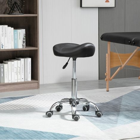 Rollhocker höhenverstellbar mit Rollen 54-69 cm Schwarz OKMYHOME (1/3)