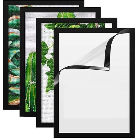 Set mit 4 magnetischen Diamantmalerei-Rahmen, 30 x 40 cm, selbstklebender Magnetrahmen, Innengröße 25 x 35 cm, Zubehör (1/4)