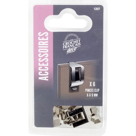Set mit 6 Clips 6-9 mm für Untersetzer LE CROCHET FRANCAIS L.20 x B.15 mm LE CROCHET FRANCAIS