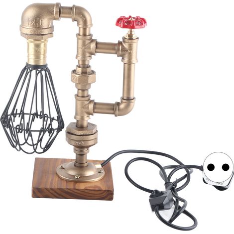 Lampe rétro à conduite d'eau, forme unique, style industriel, lampe de bureau pour café, bar, chambre à coucher, bureau, décoration artistique, prise UE 220V