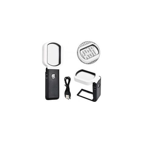 Loupe de lecture 25X/10X : Loupe portable avec 9 LED et support intégré pour la lecture de bijoux, de médailles et de textiles.
