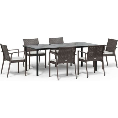 Maison Exclusive - Juego comedor jardín 7 piezas y cojines ratán (1/5)