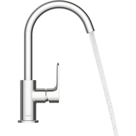 Hansgrohe Rebris S - Waschtischarmatur mit Ablauf und Schwenkauslauf, schwarz matt 72536670 (1/5)