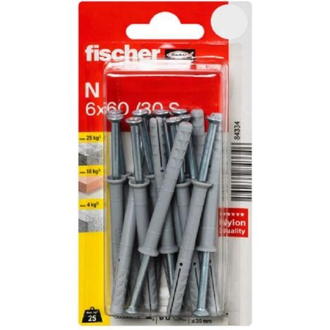 Tarugo para golpear 6 x 40 S/sk Nv - 12 piezas - Fischer