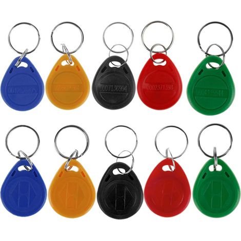 10pcs 125KHz RFID Access Key Carte de contrôle de proximité Proximité EM4100 Porte-clés Porte-clés Smart ID Keycard pour Porte système NFC jeton tag (Mix Color) (1/5)