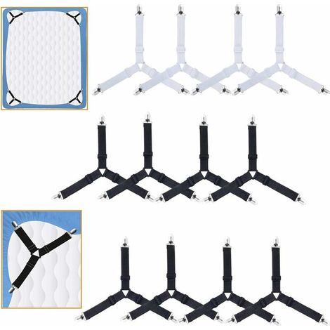 12pcs Triangle Bed Sheet Fasteners，Elastic Mattress Stretcher Fitted Sheet Bed Sheet Adjustable, for Bed Sheets, Mattress Covers, Sofa Cushion and Armchair Seats Cushion.