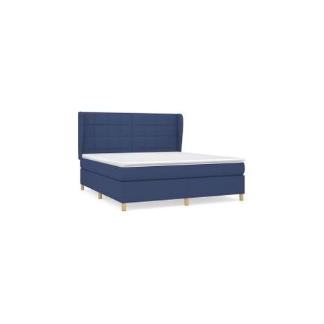 Sommier à lattes de lit avec matelas Bleu 160x200 Tissu (1/5)