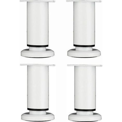 4 Pieces Adjustable Furniture Legs 12cm White Round Metal Table Legs for Sofa Wardrobe Bed with Screws (1/5)