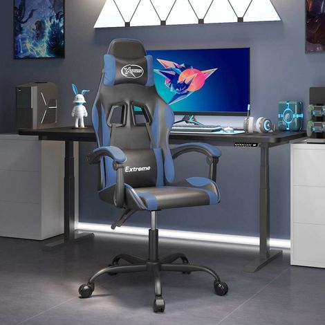 vidaXL Chaise de jeu Noir et bleu Similicuir (1/5)