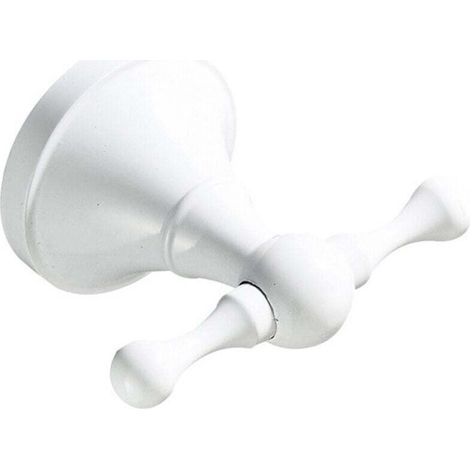 Brass coat hook, towel rack, wall-mounted, double hook (white) (1/4)