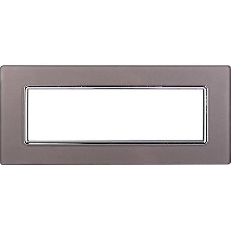 Ettroit Plaque compatible Bticino Livinglight 7 modules en verre couleur argent - LN84706 (1/2)
