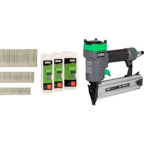 SALKI Pack Cloueuse Pneumatique CSK B12 +3000 Clous Brad AX 25mm, 30mm et 40mm - Pistolet Cloueur pour Bois et Menuiserie