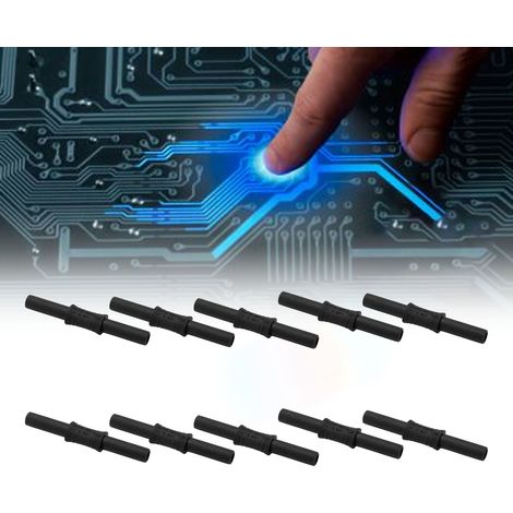 J.20009 POV Fiche banane 4 mm femelle-femelle Adaptateur court-circuit, lot de 10, noir (1/5)